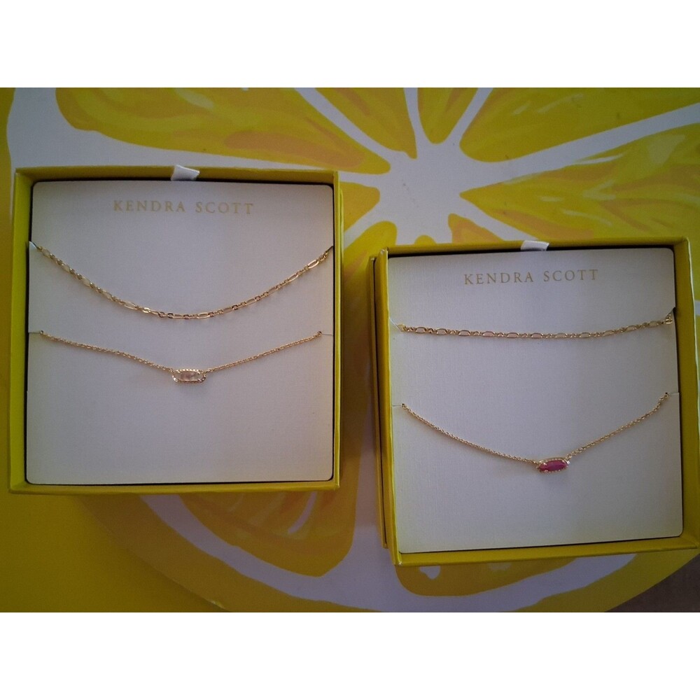 The Kendra Scott EMMA Gift Sets  Chains Birthday Friends 2 Box Lot NOS Raspberry